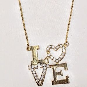 Love cold color necklace with rhinestones